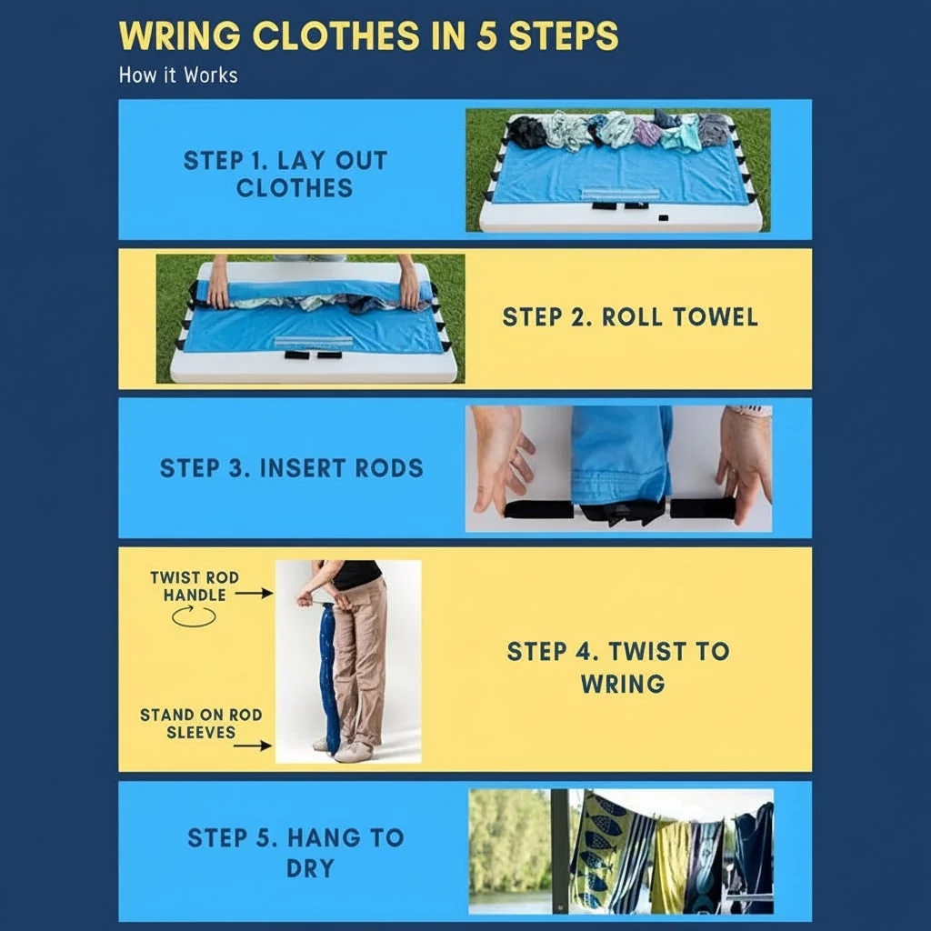 Portable Manual Clothes Wringer Efficient Laundry Water Removal - Image 5